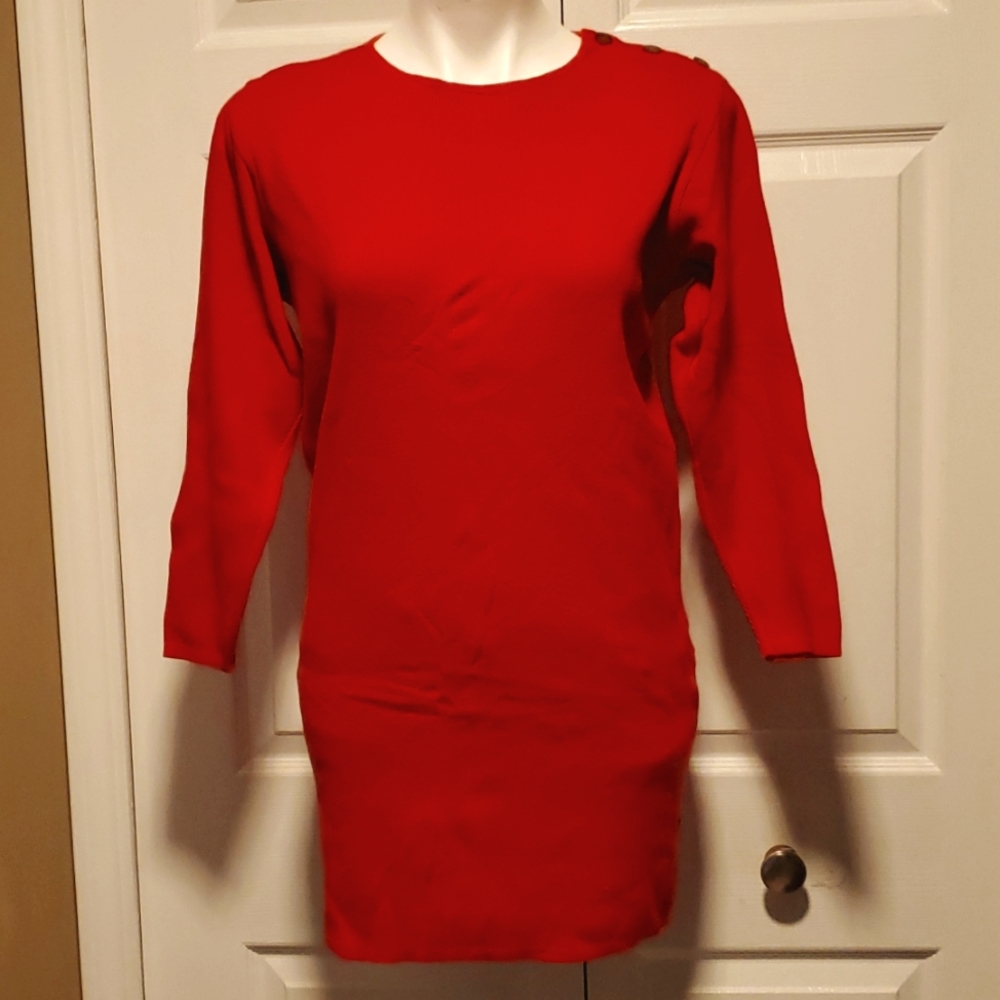 Liz Claiborne Petite Collection Women's Knitted Orange Mini Dress - Petite Small